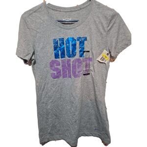 WOMENS Small GRAY NIKE HOT SHOT SHORT SLEEVE T-SHIRT 100% COTTON New With Tags